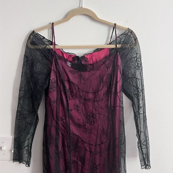 Michel Desjardins Maxi Lace Fairy Goth Dress Long Sleeve Y2K Vintage Romantic S? - Picture 7 of 15